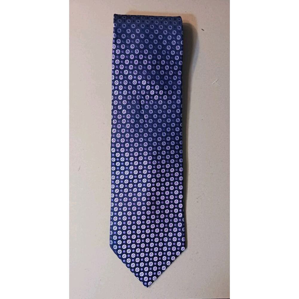 ROBERTO VILLINI 100% Silk Tie Purple Dots Geometric Men's 60" x 3-7/8"